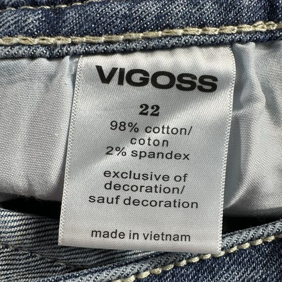 Vigoss HERITAGE FIT Sz 22 High Rise Raw Hem Crop Straight Jeans Denim Pant 38x26 - Picture 9 of 11